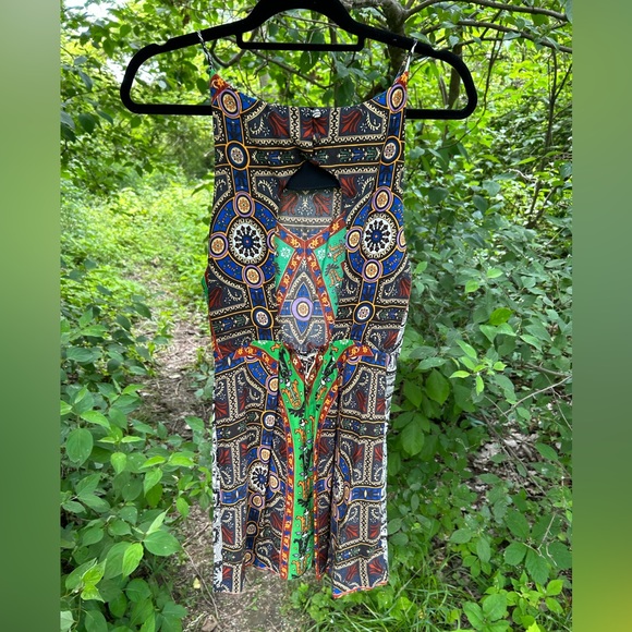 FARM rio mini abstract print dress open back with buttons on top multi color sm - Picture 11 of 11